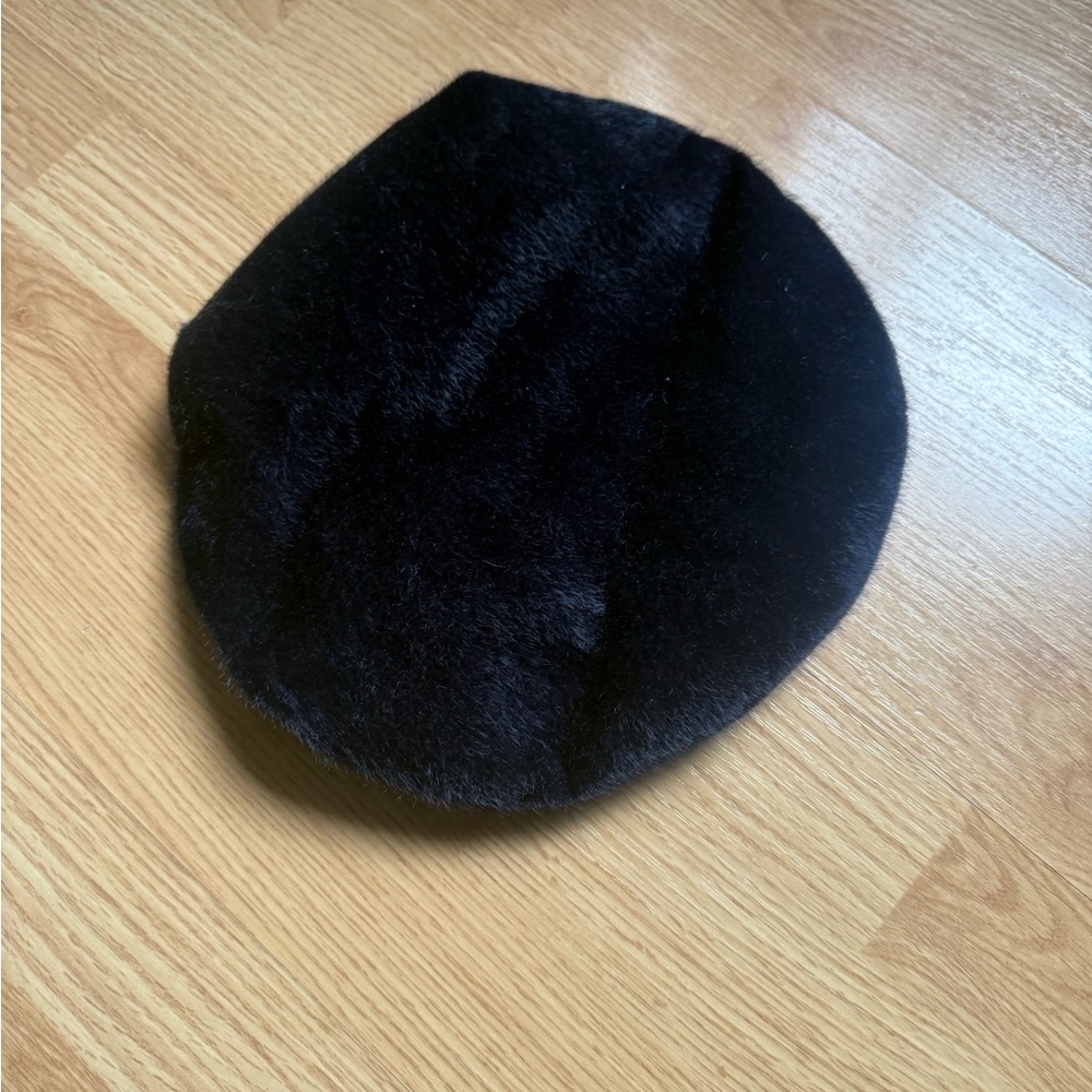 Black Faux Fur Beret